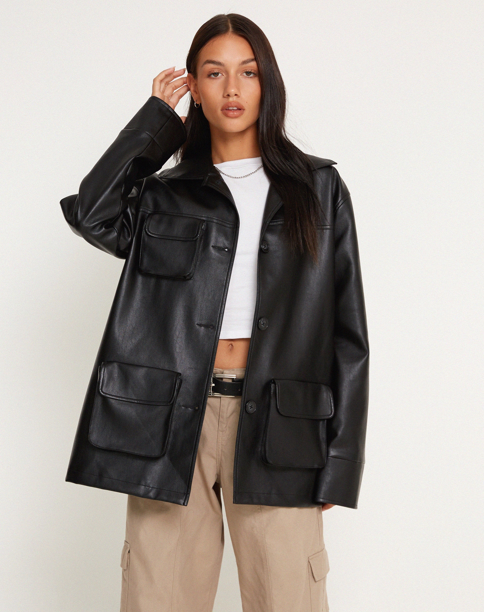 Image of Tavira Jacke aus PU Schwarz