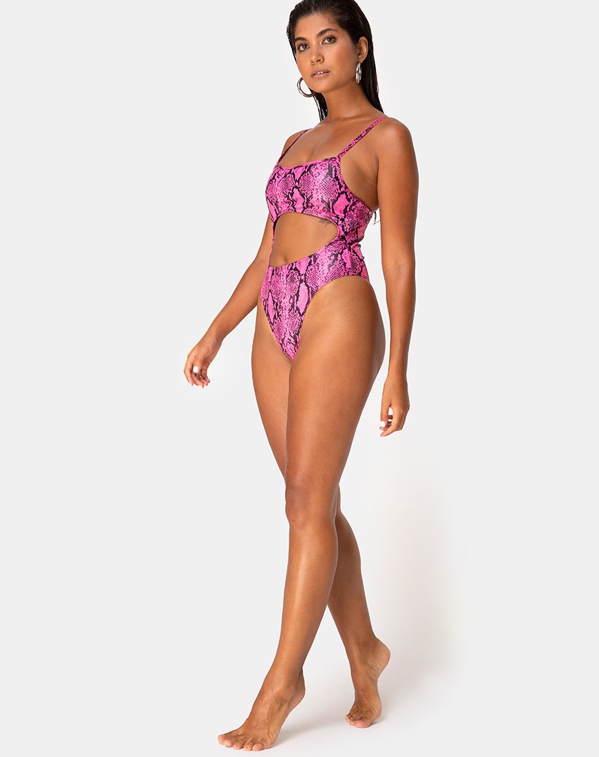 Bild von Varois Badeanzug in Snake Pink
