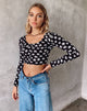 Bild von Carla Crop Top in 90s Daisy Schwarz und Weiß