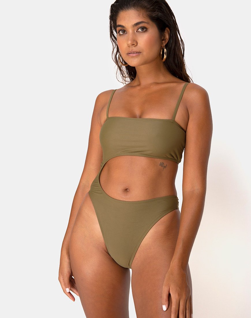 Zamia Badeanzug in mattem Khaki
