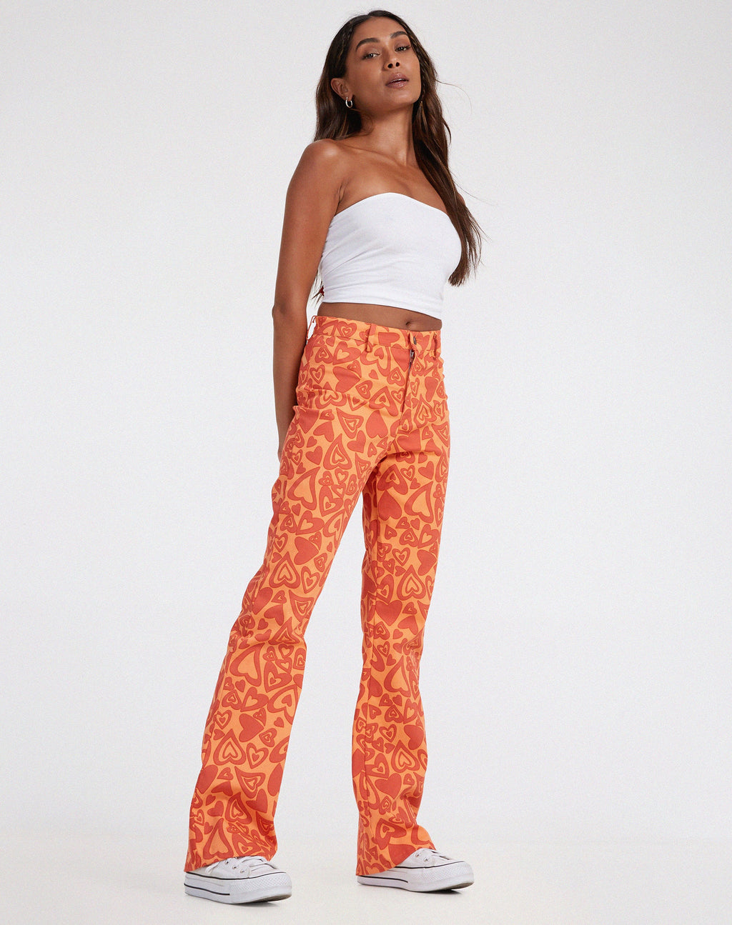 Zoven Schlaghosen in Retro Heart Orange