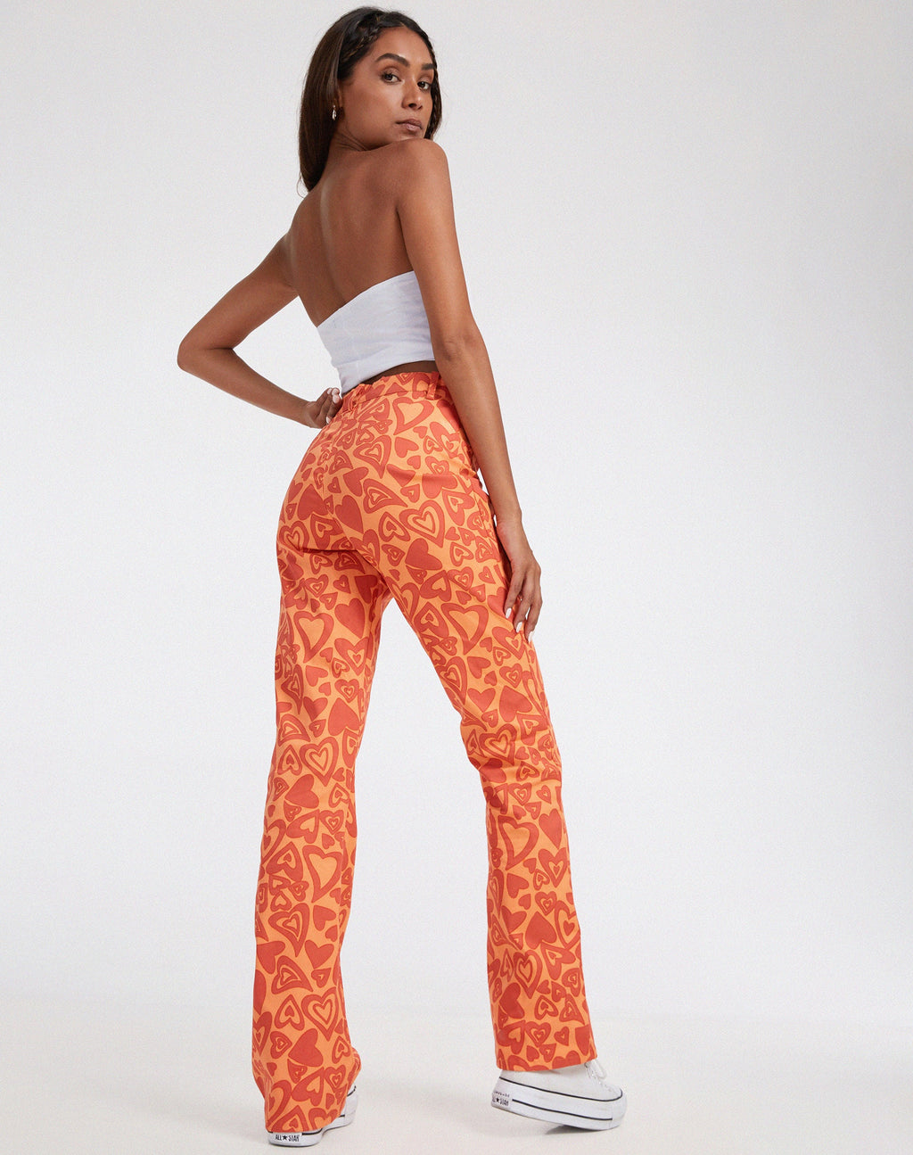 Zoven Schlaghosen in Retro Heart Orange